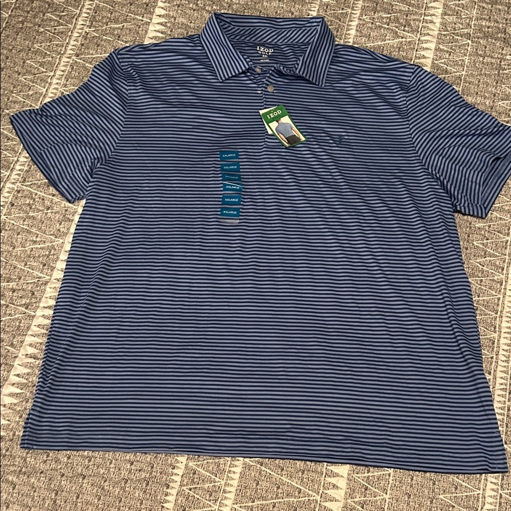 Izod Golf Men's Navy Striped Polo Shirt